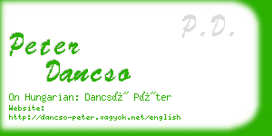 peter dancso business card